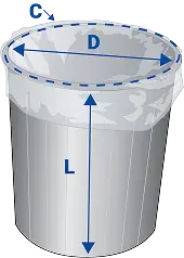 measuring layflat bag for rounded container