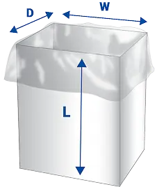 measuring gusseted bag for square container