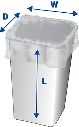 measuring layflat bags for square containers